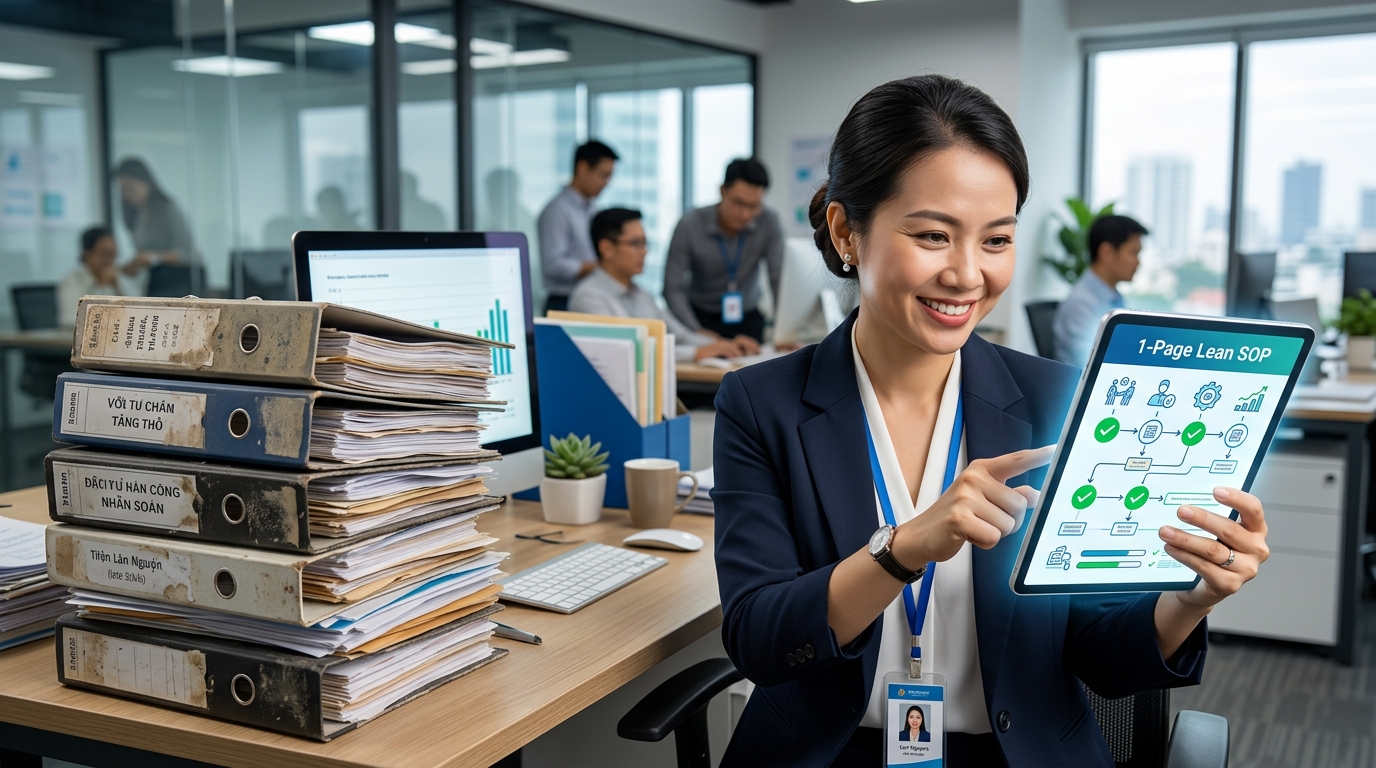 Cẩm nang 5 bước chuyển đổi tài liệu quy trình dài dòng thành Lean SOP trực quan